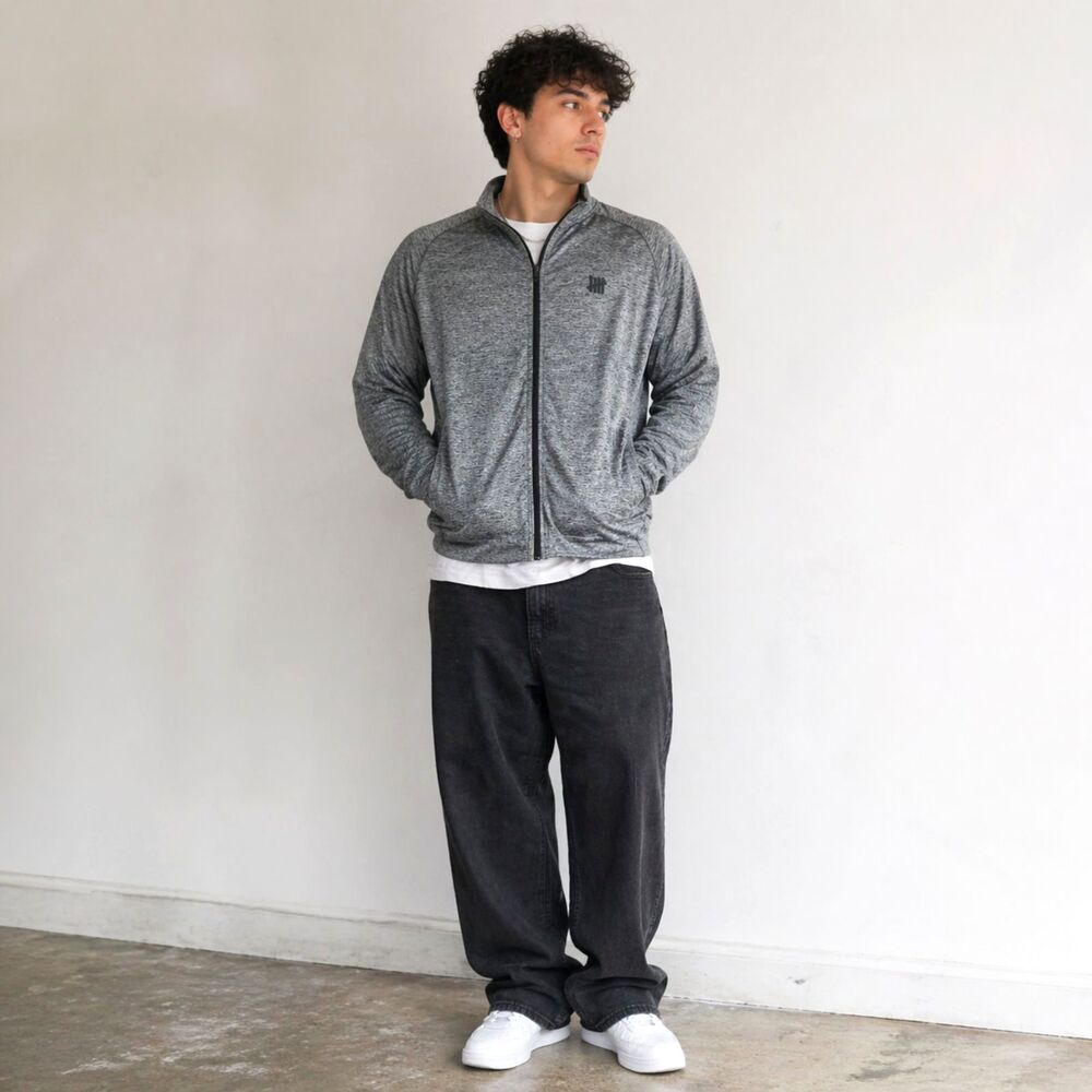 UNDEFEATED Gray Full Zip Long Sleeve Jacket Top  Mens Size Large